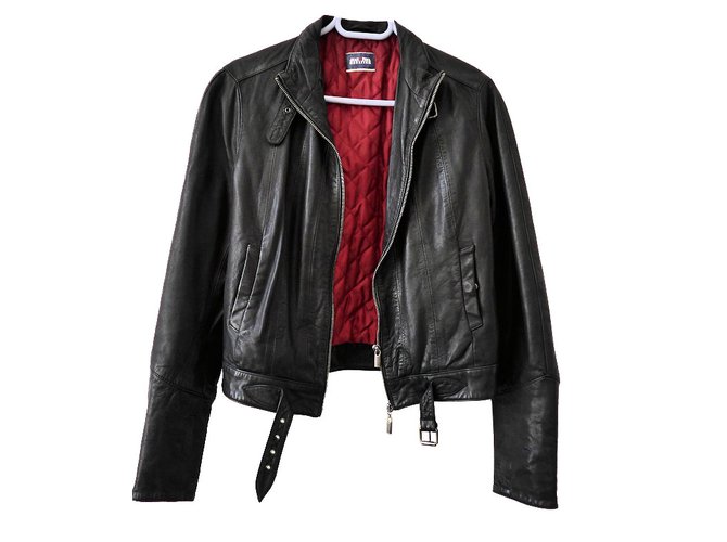 Jean Paul Gaultier Leather biker jacket Black Red ref.84539 - Joli