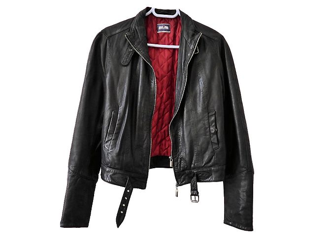 Jean Paul Gaultier Leder Bikerjacke Schwarz Rot
