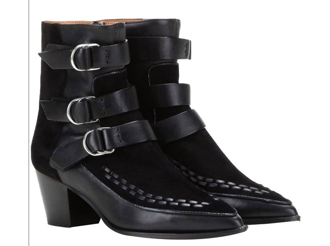 Isabel Marant boots Black Leather ref 