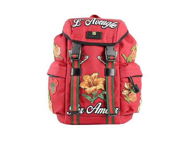 Gucci Backpack Red Polyester  ref.84561