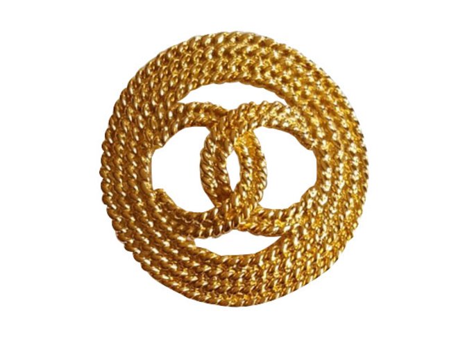 Chanel broche vintage Dourado Banhado a ouro  ref.84587