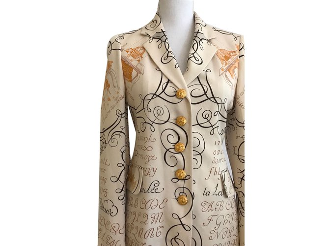 Hermès Veste en soie Multicolore Beige  ref.84601