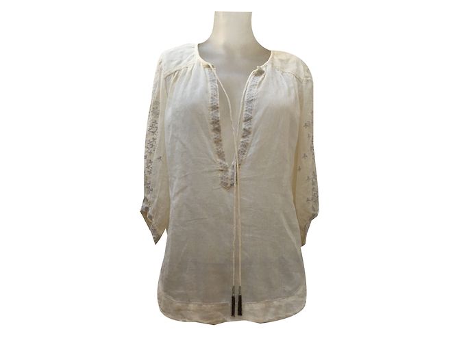 Tunique en coton Zadig & Voltaire Crème Bleu Clair Écru Blanc cassé 