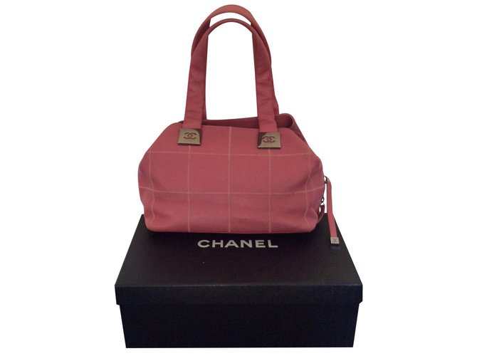 Chanel Bolsa de compras Rosa Couro  ref.84658