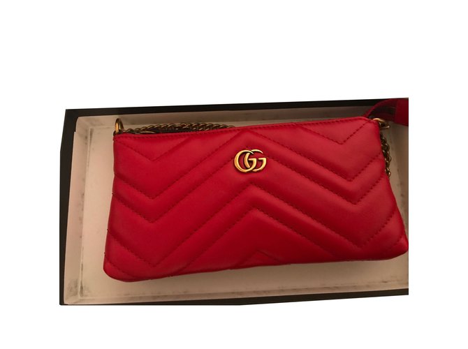 Gucci marmont Cuir Rouge  ref.84742