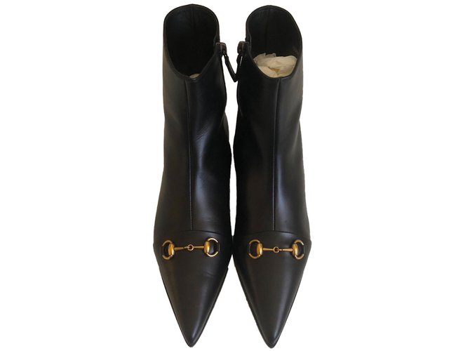 Gucci Buckled ankle boots Black Leather  ref.84754