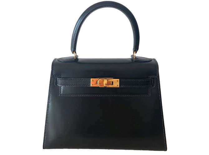 Kelly Hermès Handbag Black Leather  ref.84755
