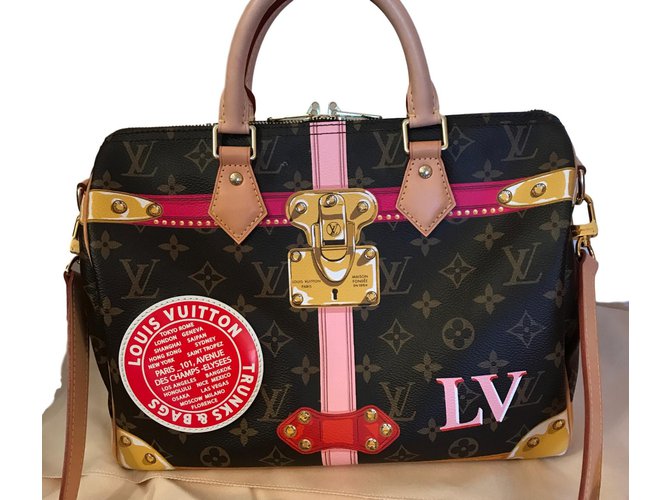 Louis Vuitton Speedy trunk with shoulder strap Cloth  ref.84778