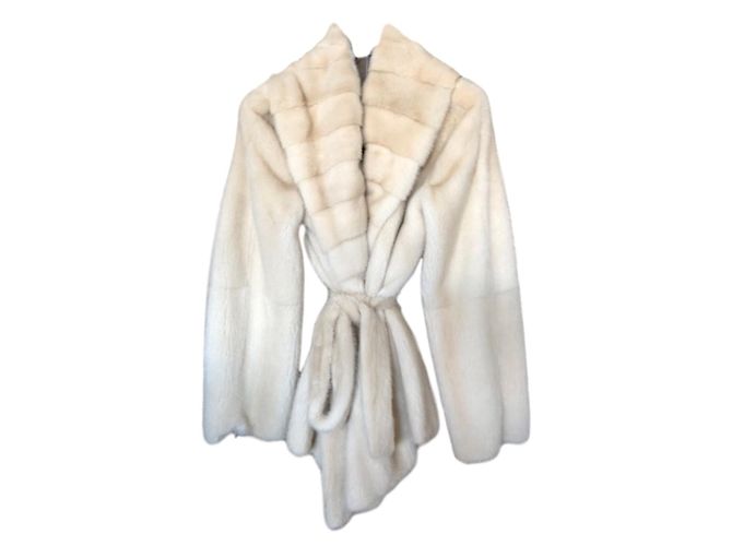 Autre Marque Eggshell Fur Jacket with Leather Lining