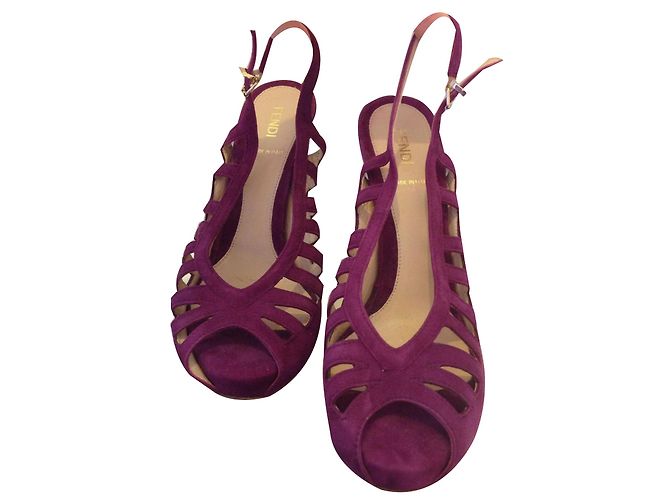 Fendi Purple Suede Sandals 39.5