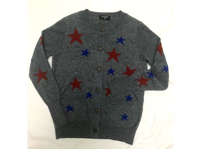 Chanel Paris Dallas Strickjacke Anthrazitgrau Kaschmir