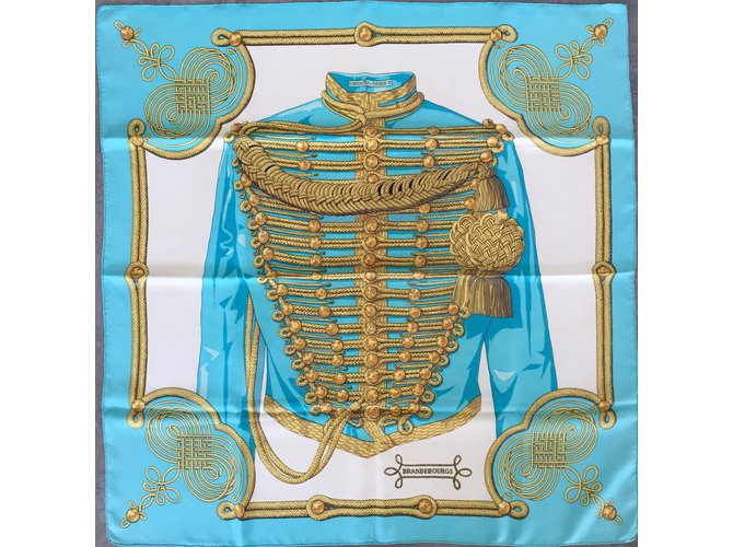 Hermès Brandebourgs Blue Silk  ref.84816