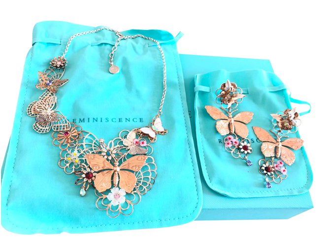 Reminiscence butterfly adornment Silvery Copper Light blue Fuschia Metal  ref.84950