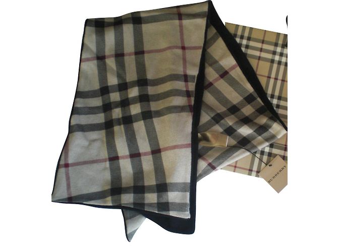 Burberry sciarpa in cotone cashmere check beige Nero 
