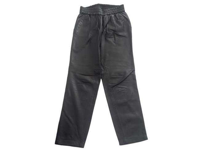 Mango Pantalones Negro Cuero ref.85013 - Joli Closet