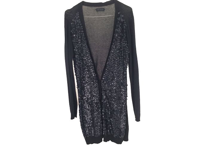 Ikks Schwarze Strickjacke aus Baumwolle mit Pailletten Größe L