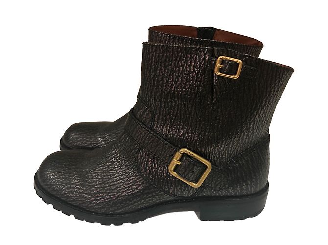 Bottes biker en cuir Marc by Marc Jacobs gris anthracite