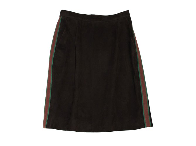Chanel Suede skirt Brown  ref.85046