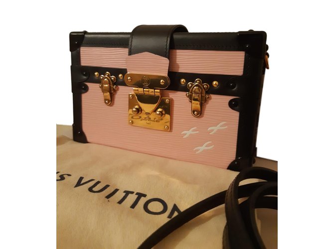 Louis Vuitton petite malle Schwarz Pink Golden Leder  ref.85099