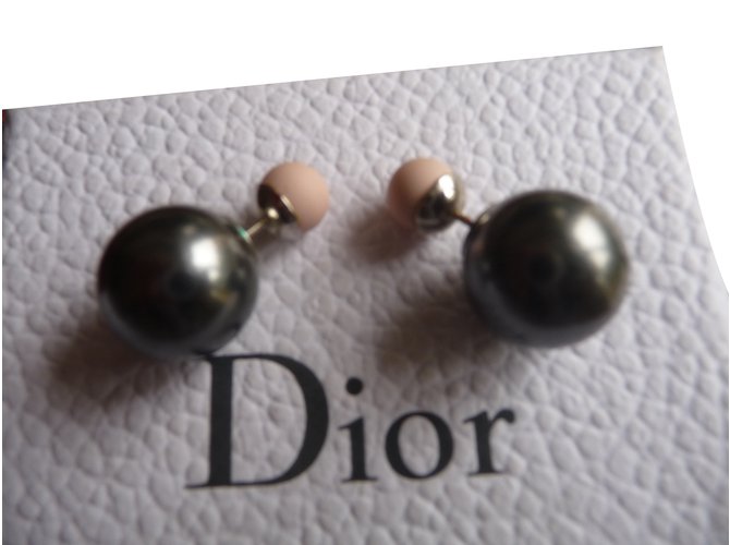 Dior Earrings Dark grey Pearl  ref.85166