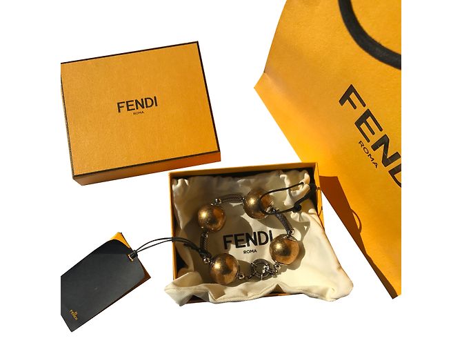 Pulseira Fendi Dourada de Aço Dourado