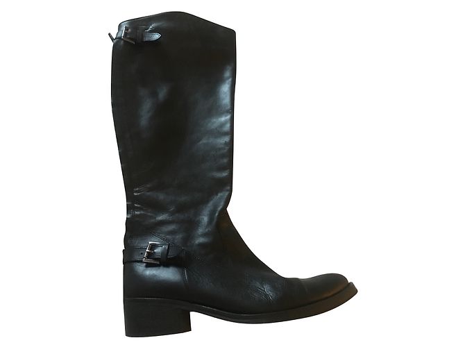 Autre Marque Botas de cuero negro Pastelles