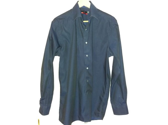 Camicia Pierre Cardin Uomo in Cotone Blu Navy a Righe Blu scuro