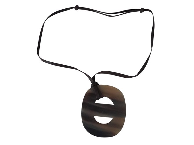 Hermès necklace Dark brown  ref.85365