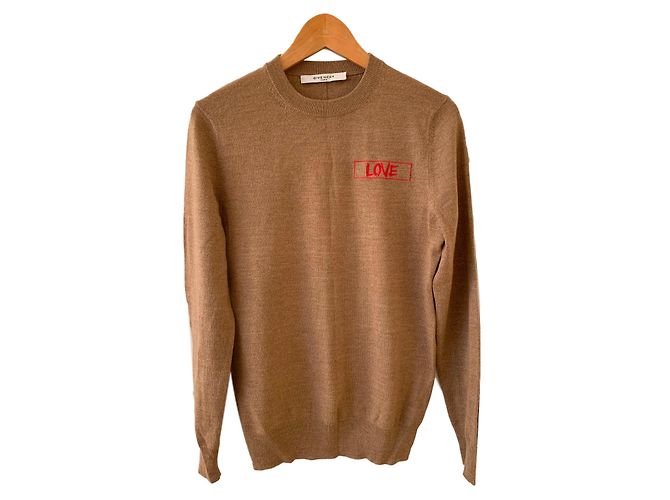 Pull Givenchy Paris Love en laine beige