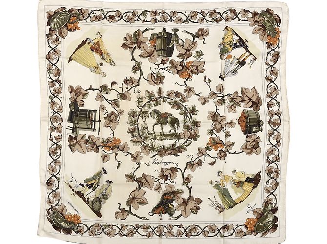 Hermès Les Vendanges Marrom Laranja Cru Caqui Amarelo Creme Fora de branco Verde escuro