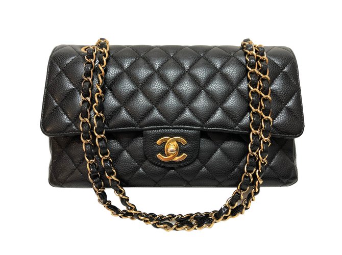 Chanel Timeless Medium black caviar Leather  ref.85385