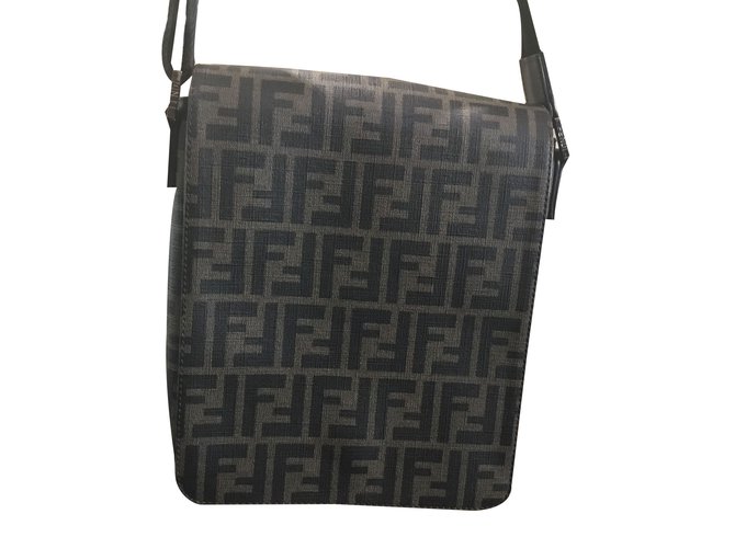 Fendi Men's bag Brown Bronze Polyester  ref.85398