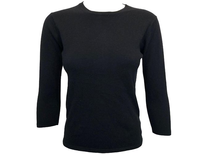 Camiseta Eric Bompard preta de cashmere e seda Tamanho S Preto
