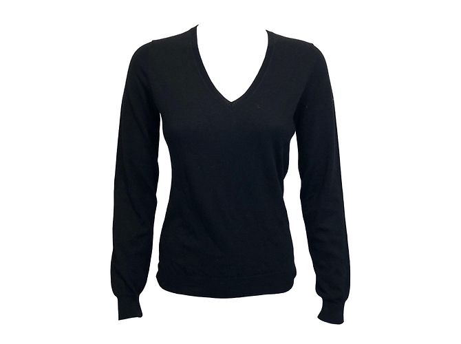 Eric Bompard Kaschmir Pullover mit V Ausschnitt Schwarz S 