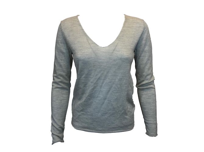 Zadig & Voltaire camisola decote em V creme seda e algodão XS Cru