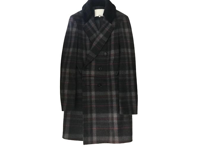 3.1 Phillip Lim Wool Checkered Coat Grey