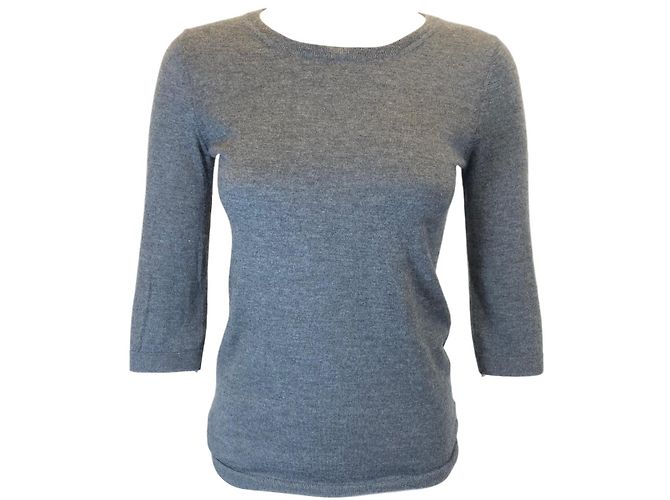 Eric Bompard T-Shirt aus grauem Kaschmir 3/4 Ärmel Größe S