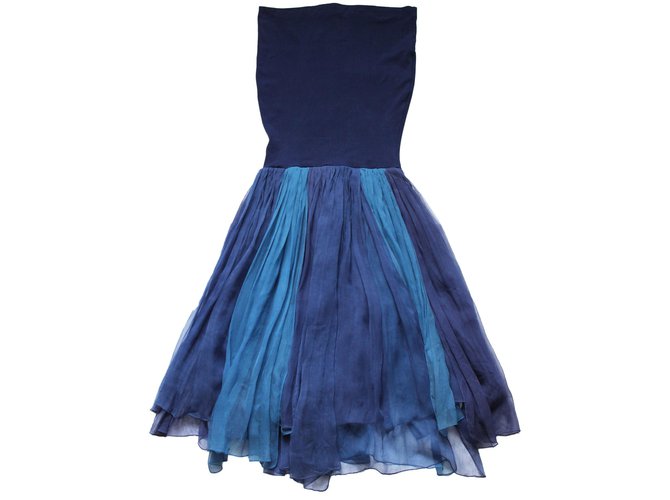 Dolce & Gabbana Vestido antigo Azul Viscose  ref.85471