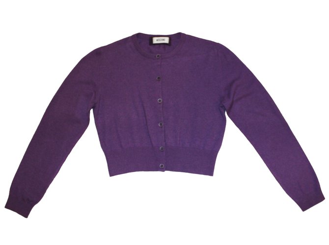 Moschino Kurz geschnittene Strickjacke Lavendel Wolle  ref.85477