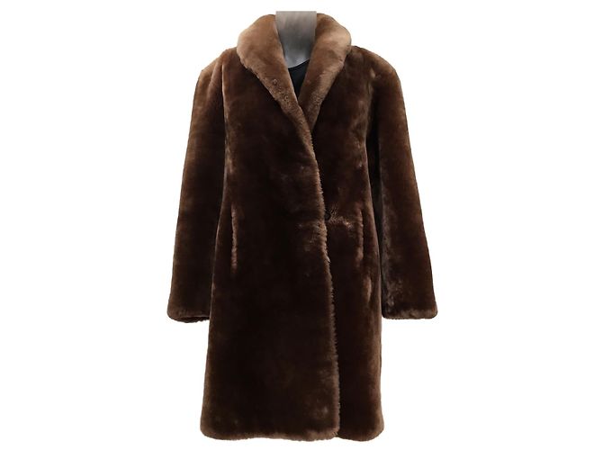 Vintage Oversized Fur Coat Brown Golden Sheep