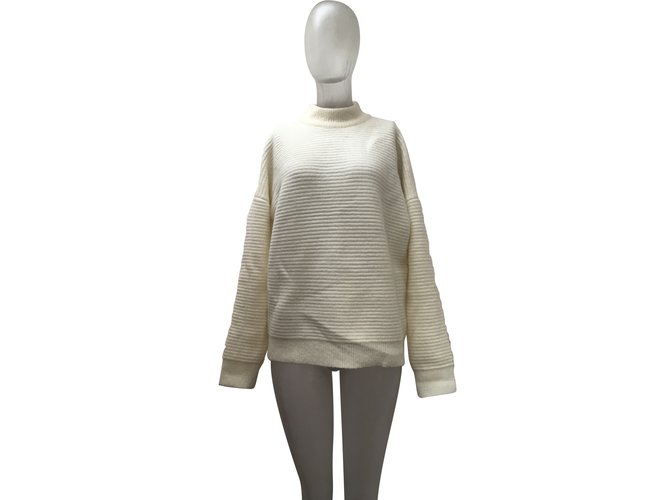 Autre Marque Dicker Wollpullover Weiß Creme Roh Aus weiß 