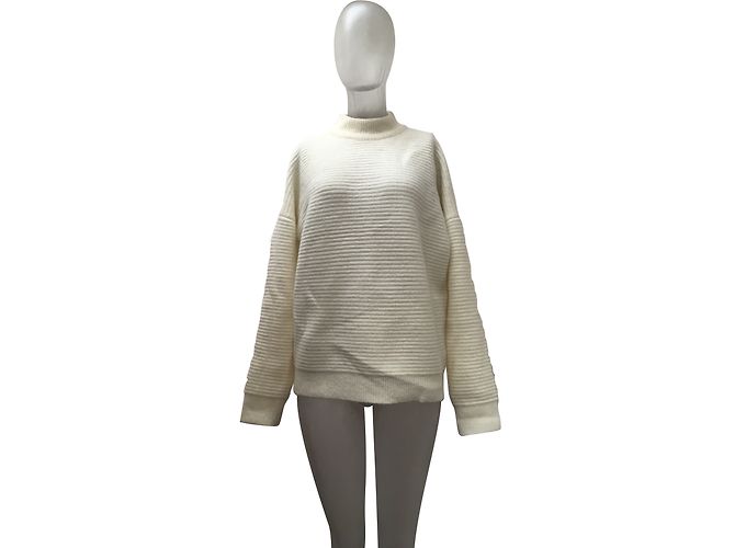 Autre Marque Pull épais en laine blanc crème Écru Blanc cassé