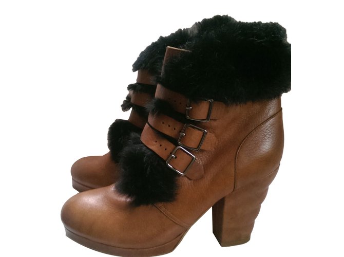 See by Chloé Ankle Boots Leather Fur  ref.85532