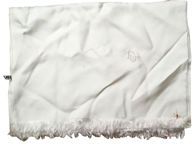 Dior Scarves White Cream Eggshell Silk  ref.85540