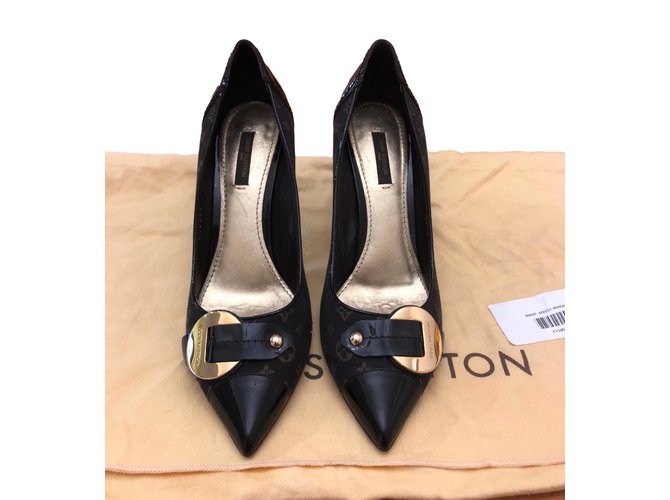 Louis Vuitton Monograme heels Dark brown Patent leather  ref.85586