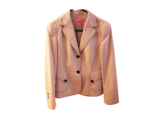 Autre Marque Chaqueta de algodón beige con costuras negras