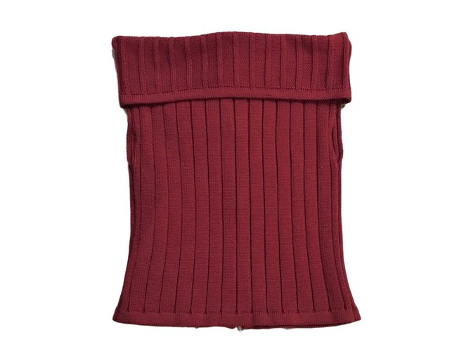 Chanel Burgundy off shoulder wool knit top Dark red  ref.85627
