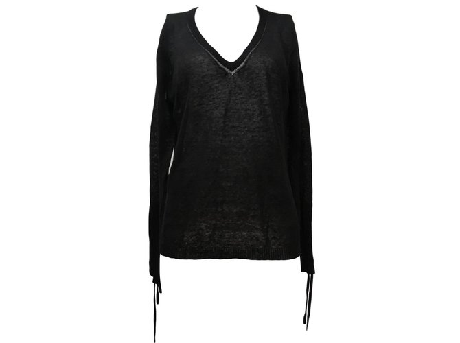 Autre Marque Leichter Leinenpullover Schwarz 