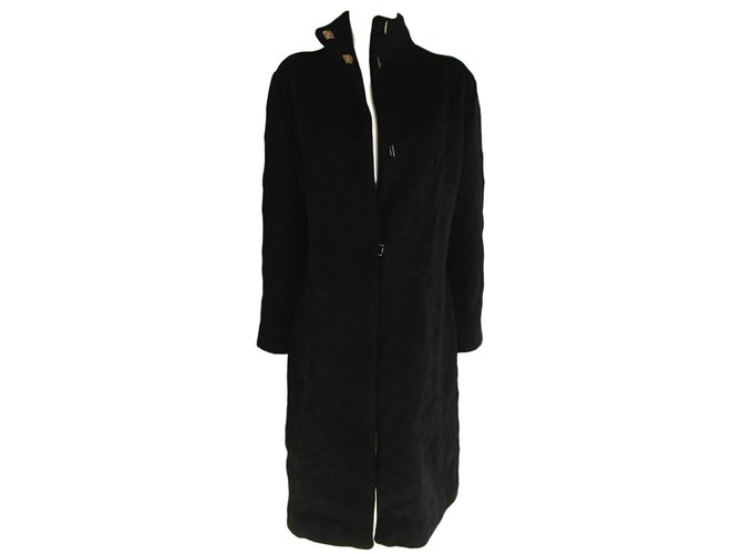 Gianni Versace Wool Coat Black Rayon  ref.85645