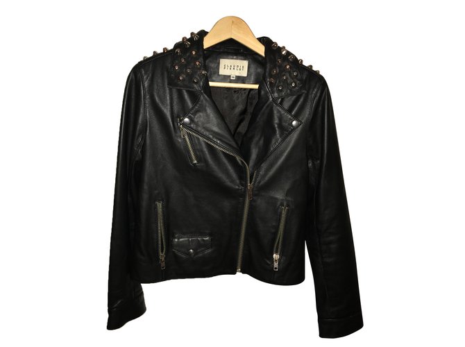 Claudie Pierlot Biker jackets Black Leather  ref.85698